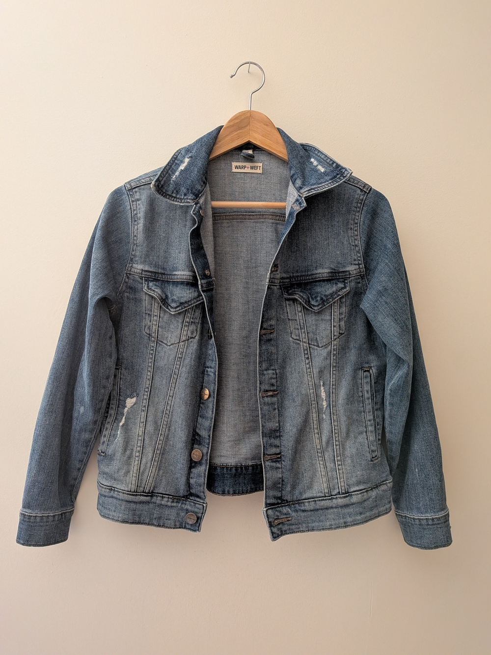 Warp + Weft Light Blue Distressed Denim Jacket